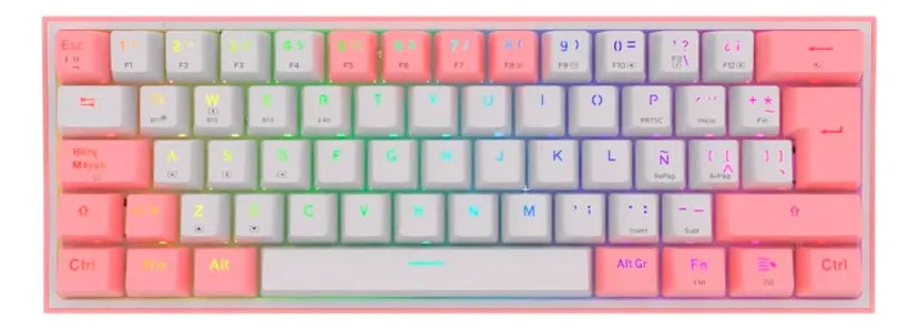 Teclado Redragon Fizz Pro Wireless K616-rgb White/pink Teclado Blanco-rosa Idioma Español