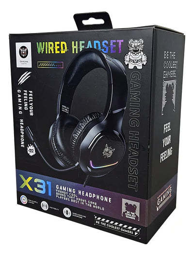 Auriculares profesionales para jugadores Onikuma X31 Rgb negros