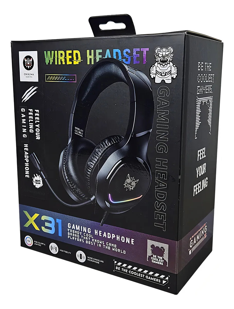 Auriculares profesionales para jugadores Onikuma X31 Rgb negros