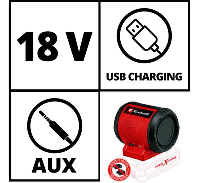 Parlante Y Cargador Usb Inalambrico Einhell Bluethooth 5.0