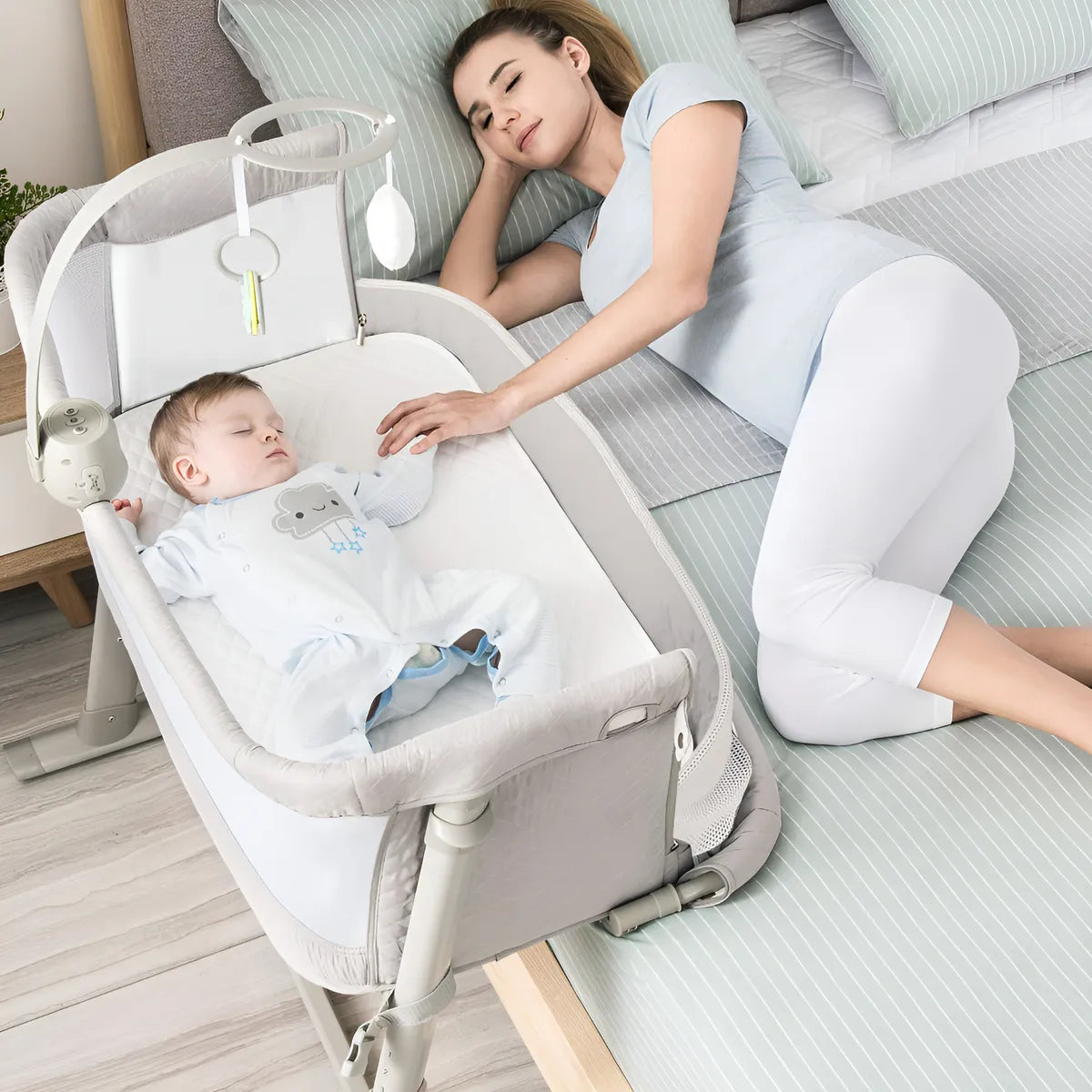 Cuna De Bebé Estilo Moisés Portátil Ajustable Lado De Cama