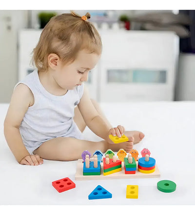 Juego Madera Encastre Y Pesca 2 En 1 Aprendizaje Niños Color Multicolor