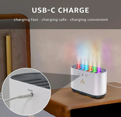 Humidificador Difusor Aroma 900ml Luz Rgb Movimiento Ritmico - Blanco