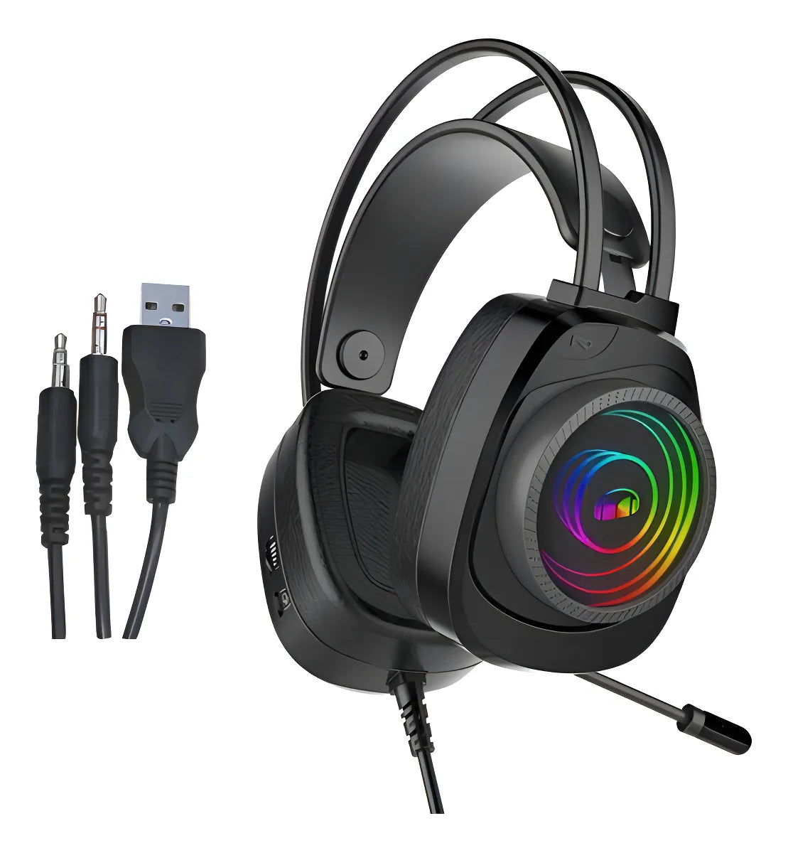 Audifonos Monster Gamer Diadema Auriculares Rgb N5-3.5 Color Negro