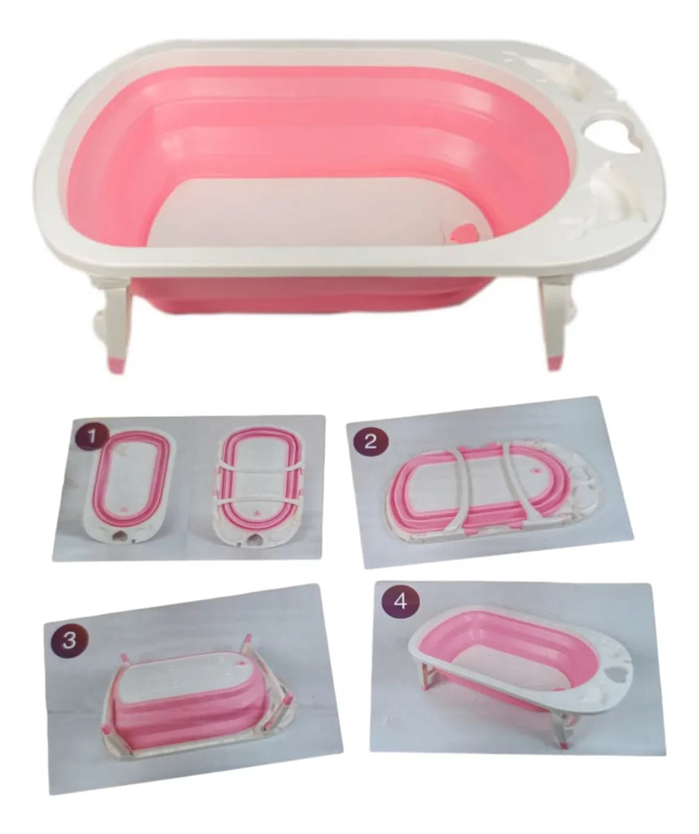 Bañera Para Bebé Plegable Rosa Bañera Plegable