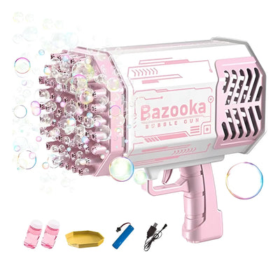 Pistola Burbujas FBCI Rocket 6000 Burbujas Minuto Luz Sonido Rosado