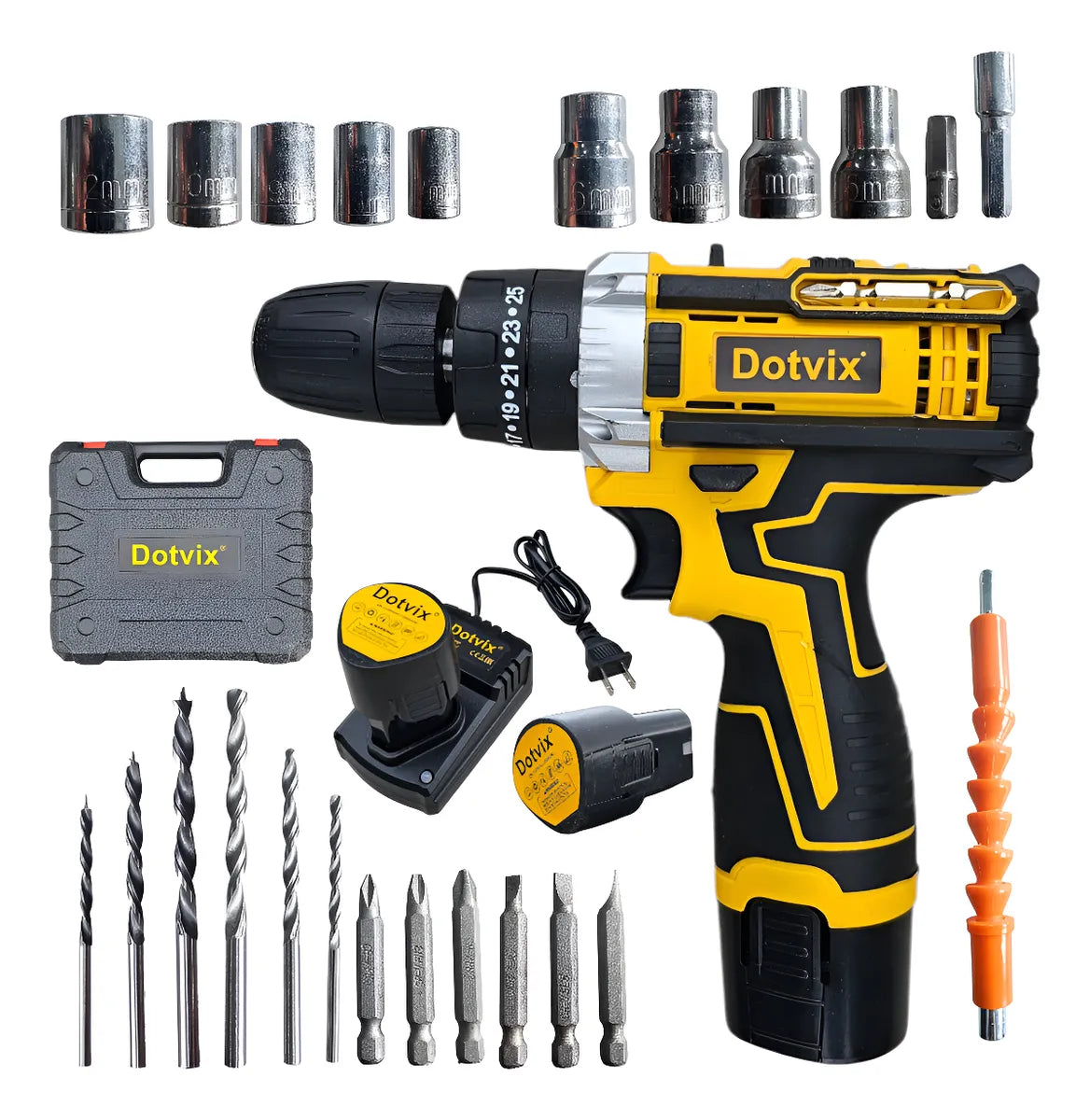 Taladro Inalámbrico De 18 Voltios Con Percutor 2 Velocidades - Amarillo - 50hz/60hz