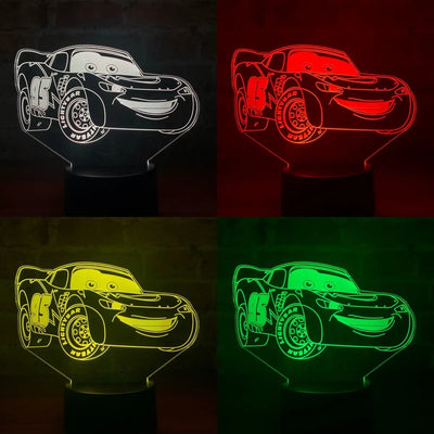 Lámpara De Noche Led Cars Rayo Mcqueen Decoración Regalo Negro