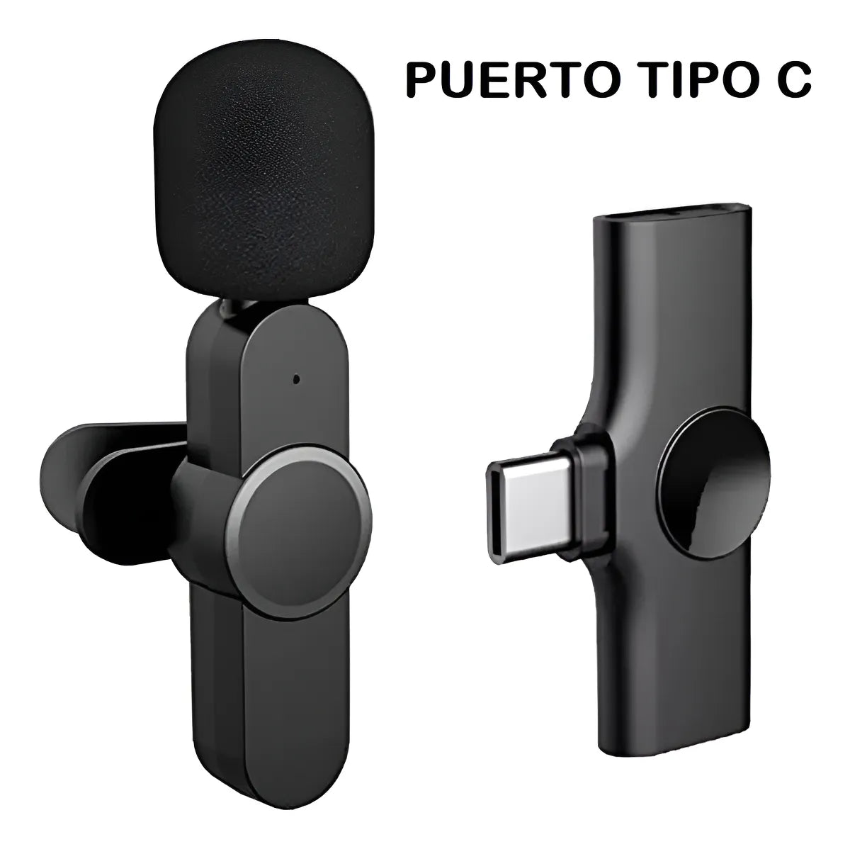 Microfono Solapa Condensador Celuar Tipo C Cancelación Ruido Color Negro