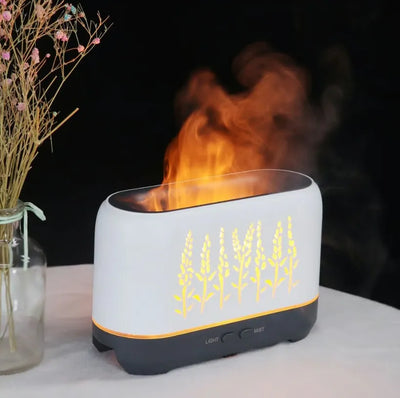 Humificador Difusor De Aromas Efecto Fuego Chimenea - Blanco