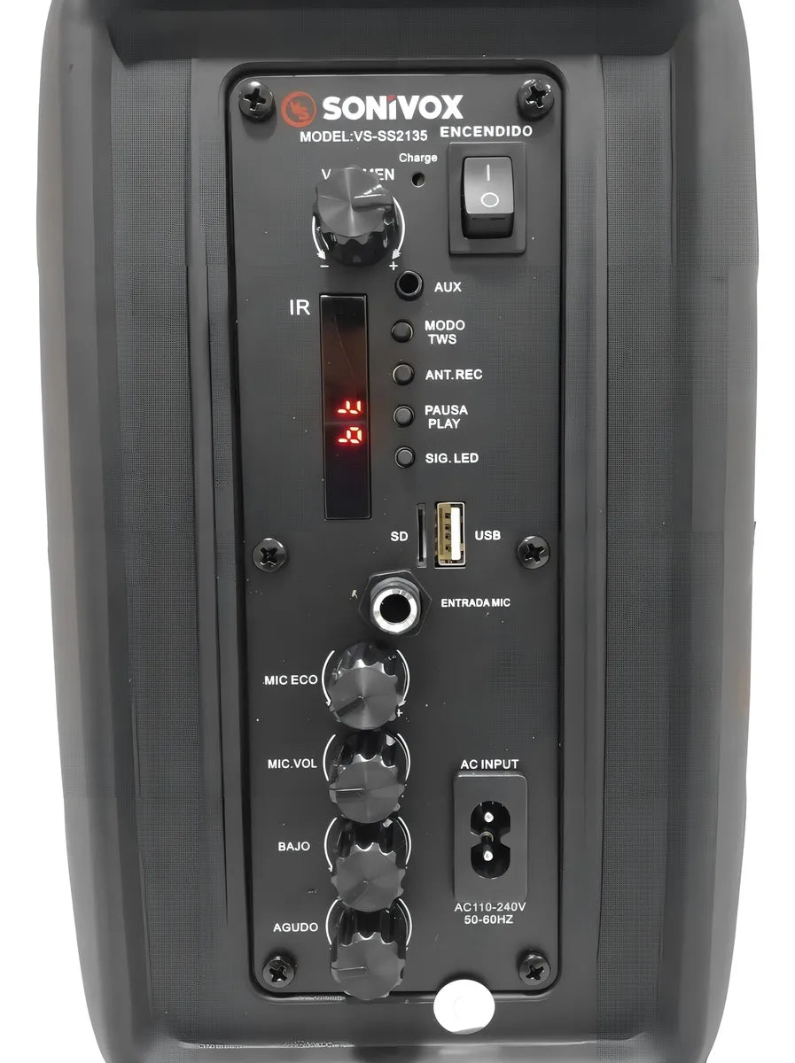 Parlante Sonivox Vs-ss2135 Portátil Con Bluetooth Negra Color Negro