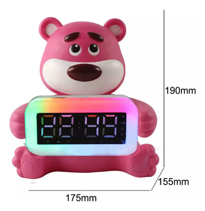 Reloj Radio Parlante Altavoz Bluetooth Iluminación Led Rgb Rosado Blanco
