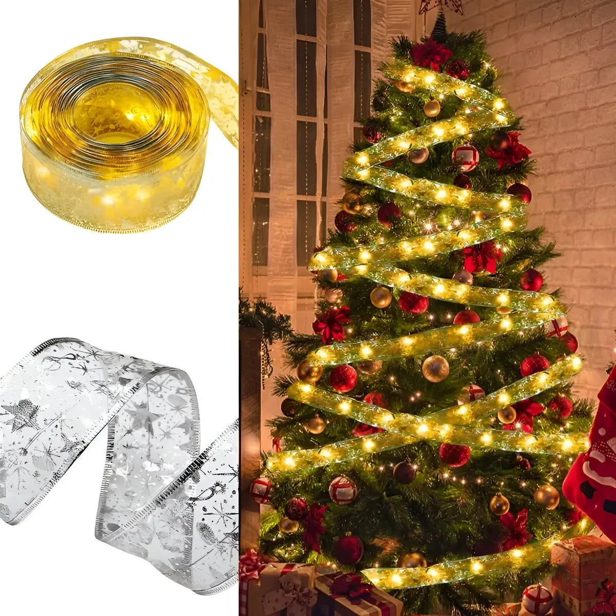 Cinta Navideña Con Luces Led Inalámbrica De 10 Metros Multicolor