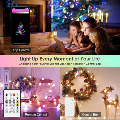 Luces Led Navideñas Efecto Arcoíris Decoración Hogar Habitación Navidad Control App Bt 10 Metros 66 Luces Marca Dosyu Modelo Bsl10