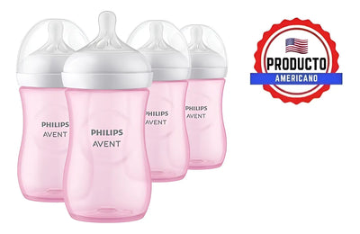 Set 4 Biberones 9 Onzas Avent Rosado Anticolico Libre Bpa