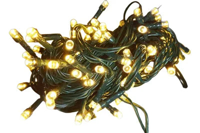 Serie Navideña Luz Led Calida X100 Luces Cable Verde Paq. X1