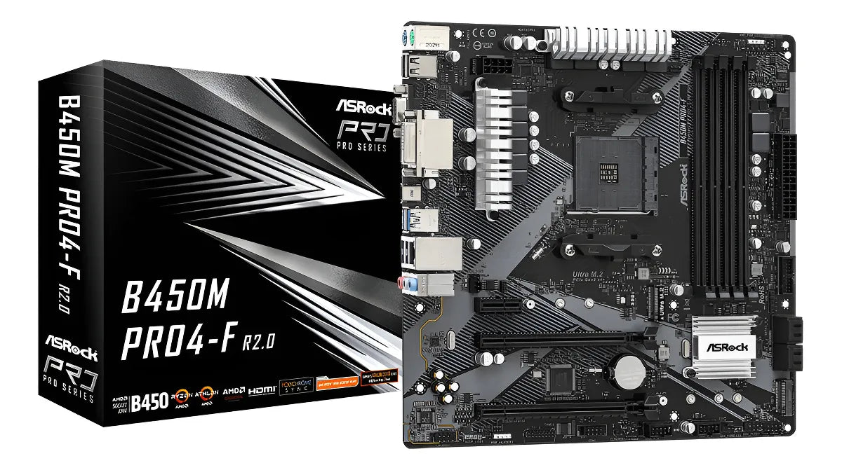Motherboard Asrock B450m Pro4-f Socket Am4 M.2 Ddr4 Mother Color Negro