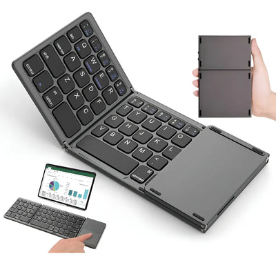 Mini teclado Bluetooth plegable ultrafino con panel táctil Genérica B033 Gris oscuro