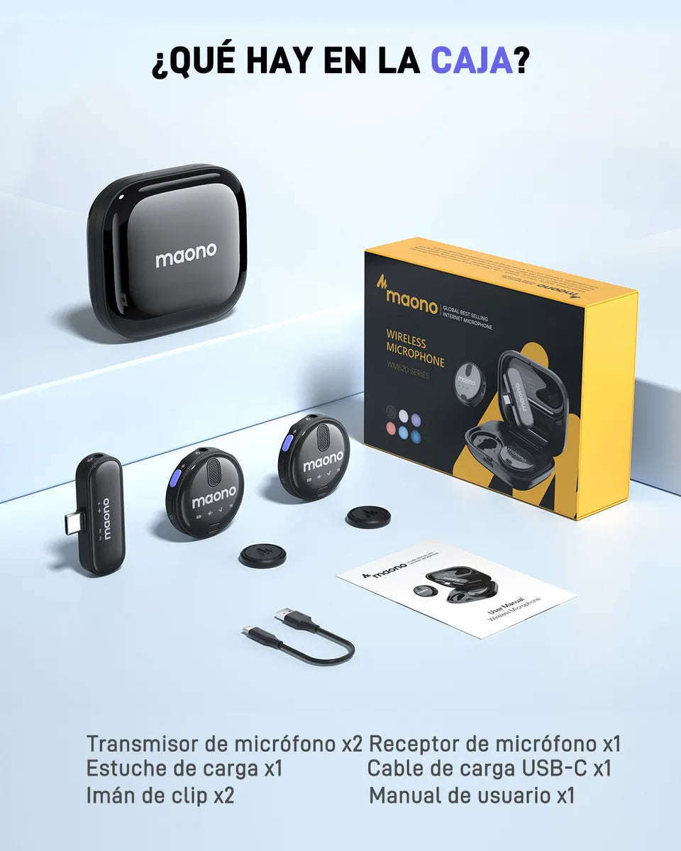 Maono Microfono Lavalier inalámbrico Maono Wm620 Pc2 para android color negro