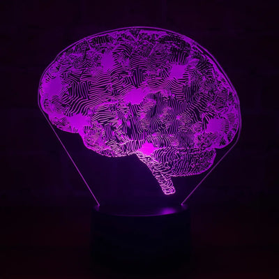 Lámpara De Noche Led Cerebro Holograma Regalo Decoración Negra