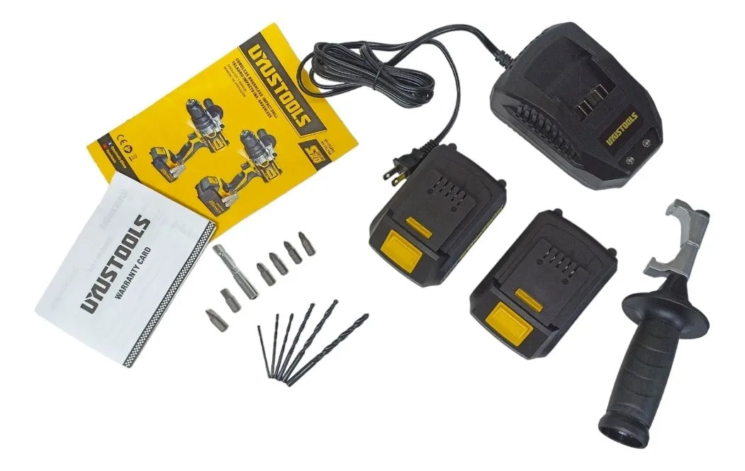 Taladro Percutor Rev/ Inalambrico + Herram Itl204 Uyustools Color Amarillo