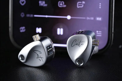 Auriculares KZ castor standard Monitores In-ear con Switch de 4 Controladores Plateado con Micrófono