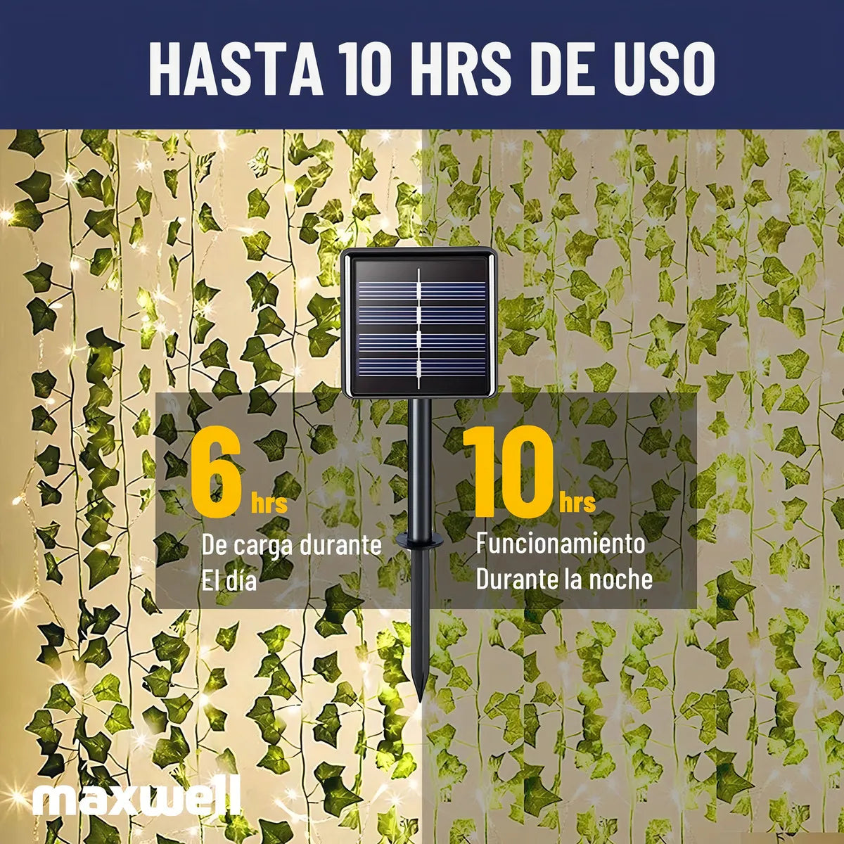 Guirnalda Luces Led Solar Cortina Hojas Enredadera Set 2 X7m