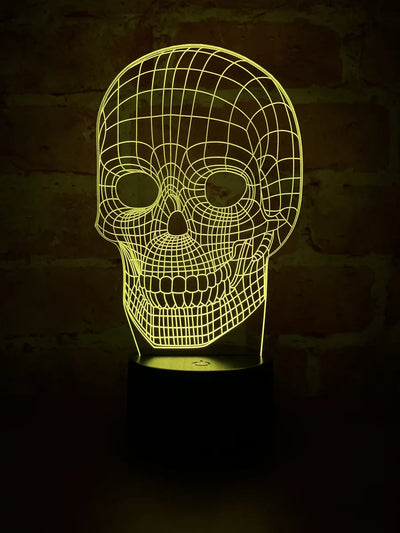 Lámpara De Noche Led 3d Calavera Holograma Decoración Regalo Negra