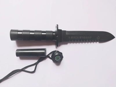 Cuchillo Tactico De Supervivencia Camping Cauchera Brujula Negro