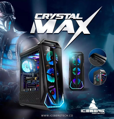 Caja Gabinete Iceberg Crystal Max - 4 Fans + Tira M-rgb Negro