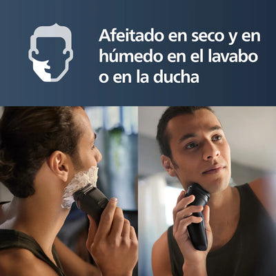 Philips Shaver 3000X Series, Afeitadora eléctrica en seco y húmedo, Tecnología SkinProtect, Recortador emergente, Máquina de afeitar, Deep Black, Modelo X3021/00