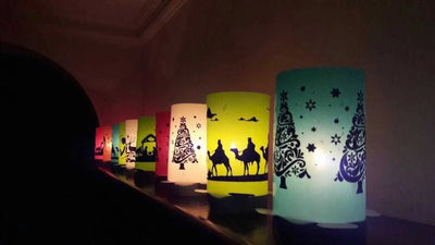 Faroles Navideños + Velas Luces Led Multicolor