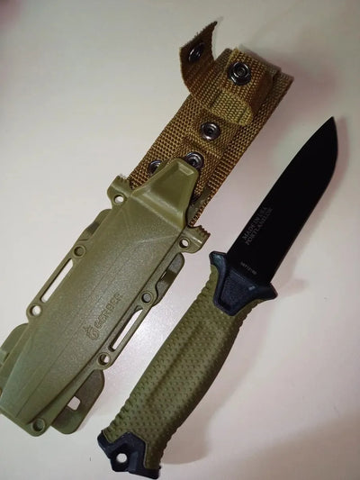 Cuchillo Puñal Táctico Gerber Bear Grylls Y Funda Senderismo Plateado