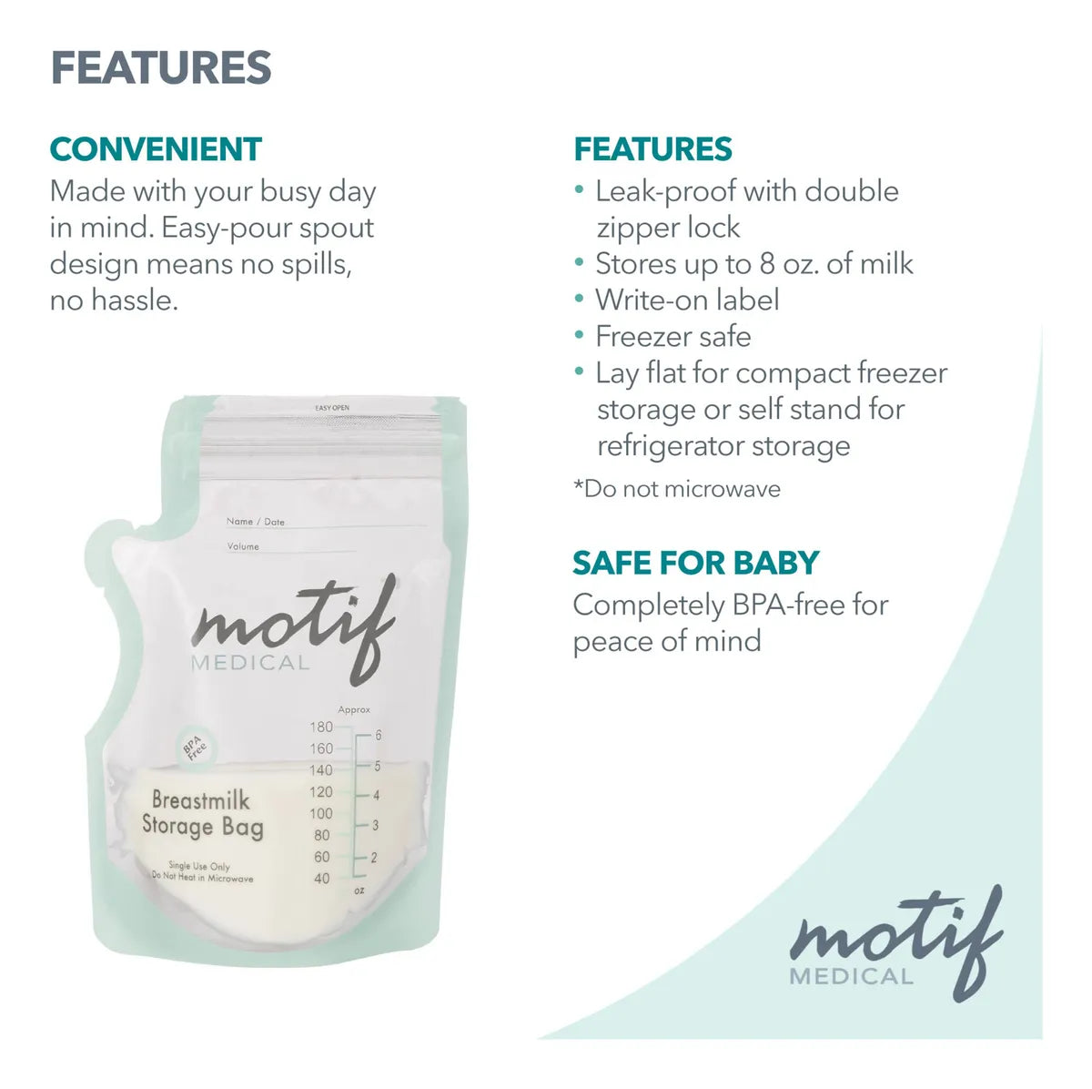 Motif Medical, Bolsas De Almacenamiento De Leche, Bolsa De C