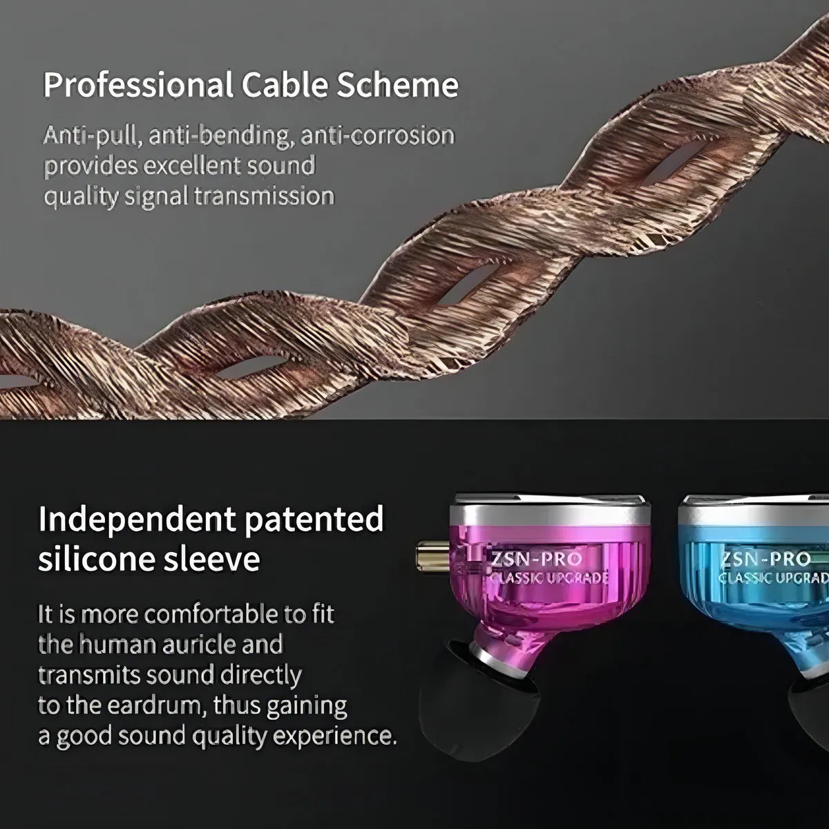 Auriculares in-ear inalámbricos KZ Auriculares con cable ZSN Pro with mic violeta