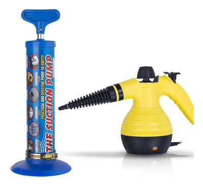Combo: Limpiador A Vapor + Bomba De Succión Destapa Cañerías Amarillo