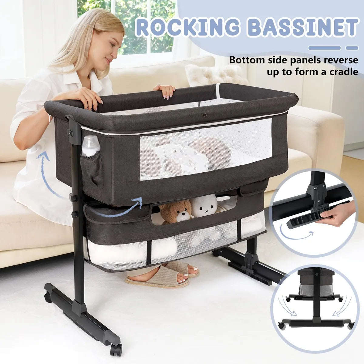 Cuna Para Bebe, Moises 3 En 1 Para Bebe, Moises Con Ruedas,