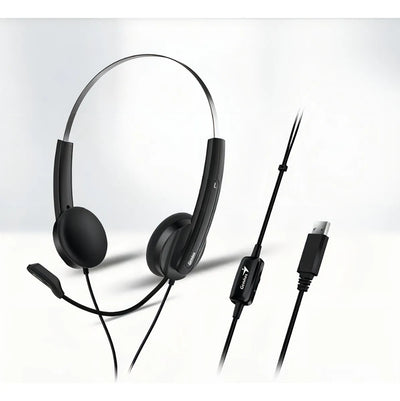 Auriculares Con Micrófono Genius Hs-220u Usb Color Negro