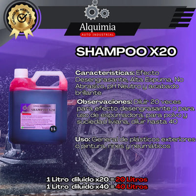 2 Litros Shampoo X20 Ph Neutro + 2 Paños De 40 Cm X 40 Cm