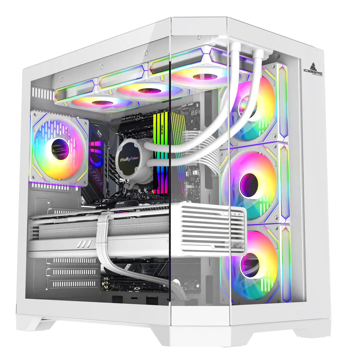 Chasis Iceberg Crystal Edge Blanco X7 Fan Argb Maxi Infinity
