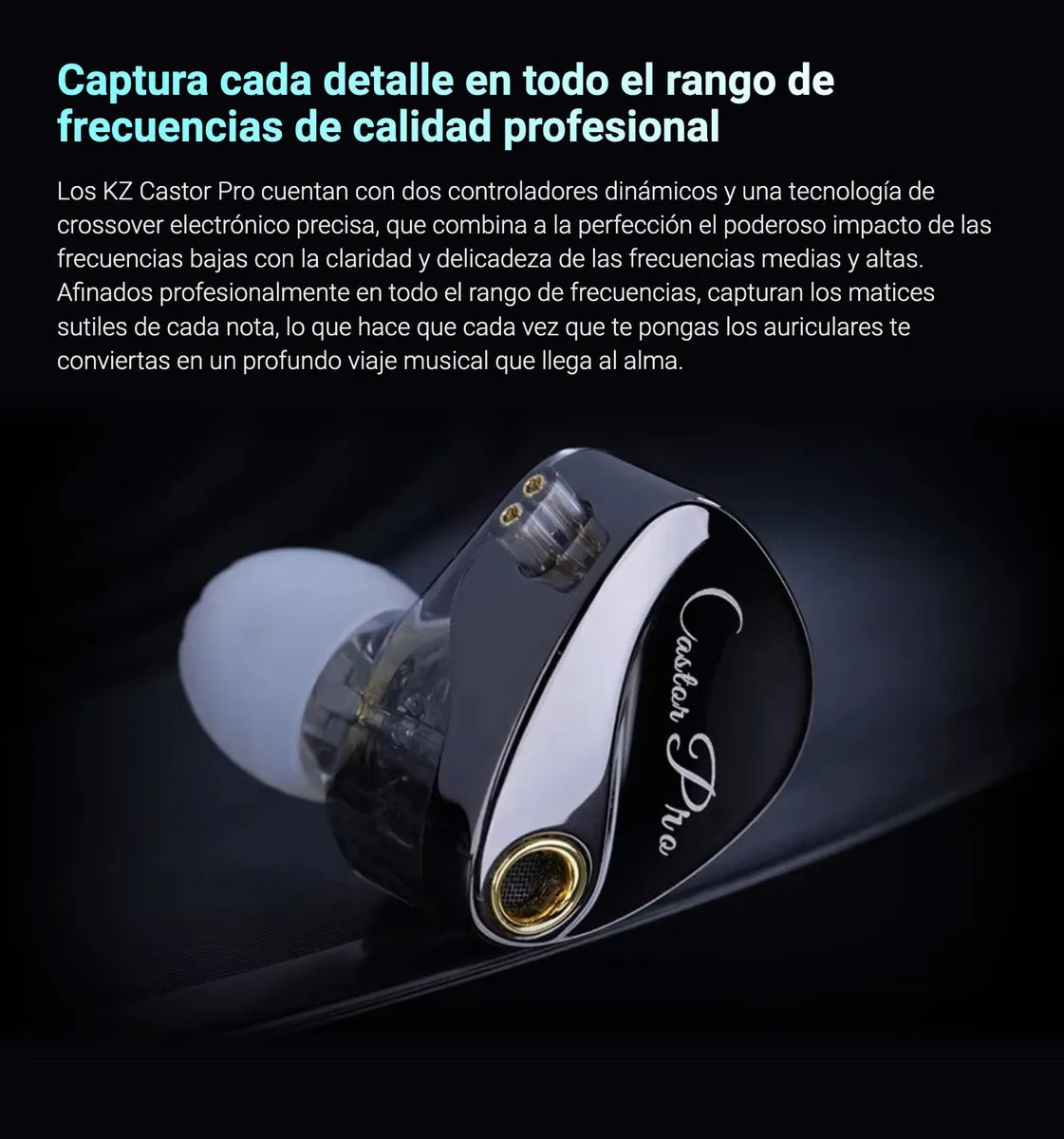 Auriculares in-ear gamer KZ Castor PRO bass version negro