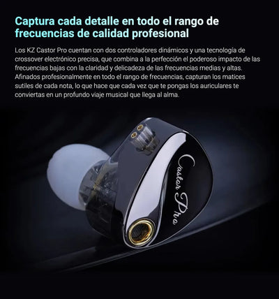 Auriculares in-ear gamer KZ Castor PRO bass version negro
