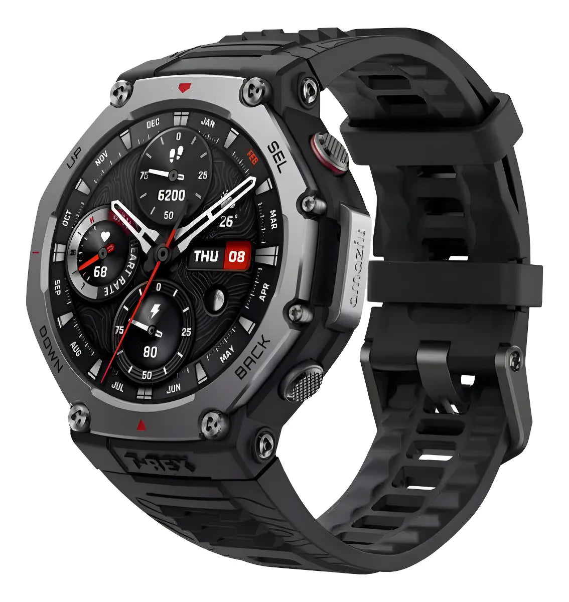 Reloj Amazfit T-rex 3 Onyx con caja de ónix de 48,5 mm y pulsera de ónix
