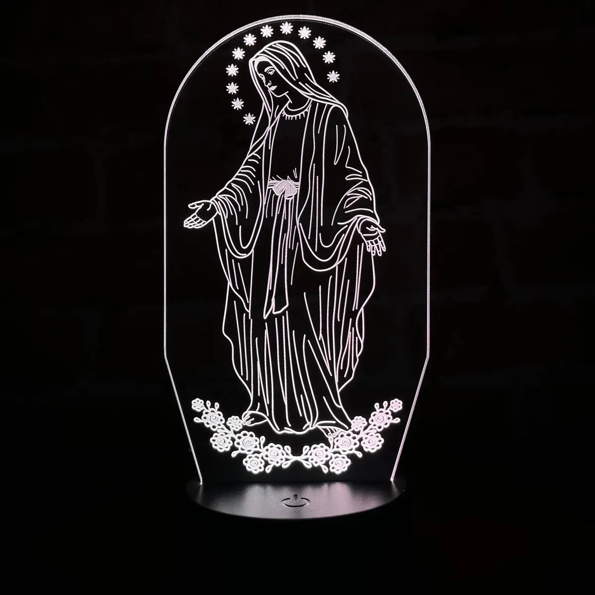 Lámpara Led Virgen Milagrosa Holograma Decoración Regalo Negra