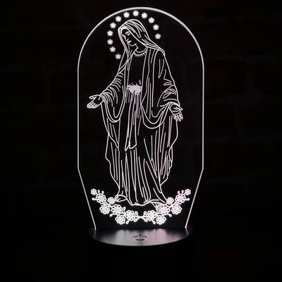 Lámpara Led Virgen Milagrosa Holograma Decoración Regalo Negra
