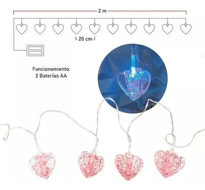 Instalación Corazones Luz Led Pinzas Fotos Decoracion Amor Blanco