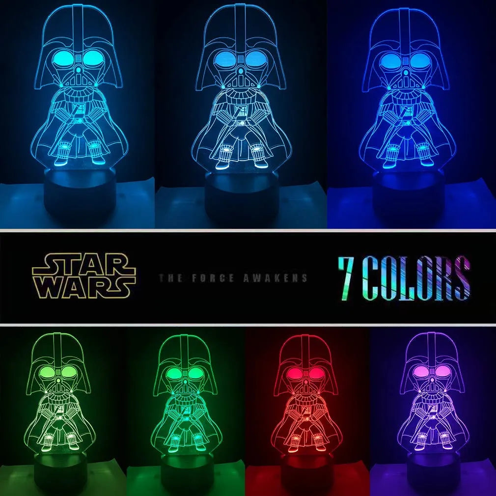 Lámpara De Noche 3d Darth Vader Star Wars Holograma Regalo - Negro