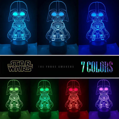 Lámpara De Noche 3d Darth Vader Star Wars Holograma Regalo - Negro