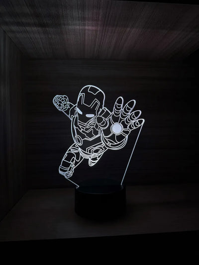 Lámpara De Noche Led Iron Man Holograma Regalo Decoración Negra