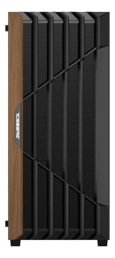 Chasis Iceberg Wood Core Gamer Con 6 Ventiladores Argb Negro